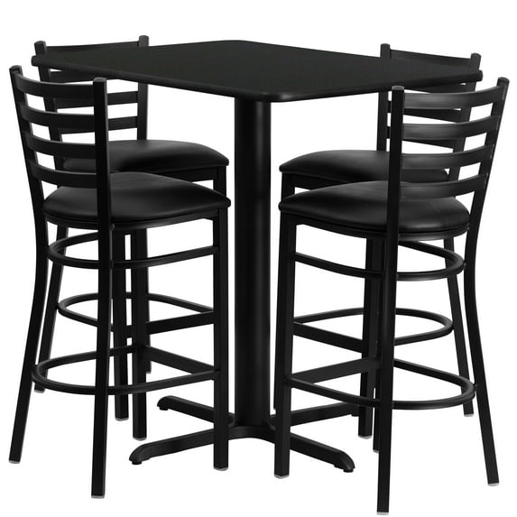 Flash Furniture Carlton 5 Piece Table and Barstool Set, Black