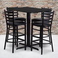 thumbnail image 1 of Flash Furniture 24''W x 42''L Rectangular Black Laminate Table Set with 4 Ladder Back Metal Barstools - Black Vinyl Seat, 1 of 4