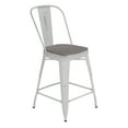 thumbnail image 1 of Flash Furniture Carly Commercial Grade 24" High White Metal Indoor-Outdoor Counter Height Stool with Back with Gray Poly Resin Wood Seat, 1 of 13