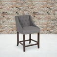 thumbnail image 1 of Flash Furniture Carmel Series 24" High Transitional Tufted Walnut Counter Height Stool with Accent Nail Trim in Dark Gray Fabric, 1 of 12