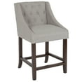 thumbnail image 1 of Flash Furniture Carmel Series 24" High Transitional Tufted Walnut Counter Height Stool with Accent Nail Trim in Light Gray Fabric, 1 of 12