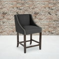 thumbnail image 1 of Flash Furniture Carmel Series 24" High Transitional Walnut Counter Height Stool with Accent Nail Trim in Charcoal Fabric, 1 of 12
