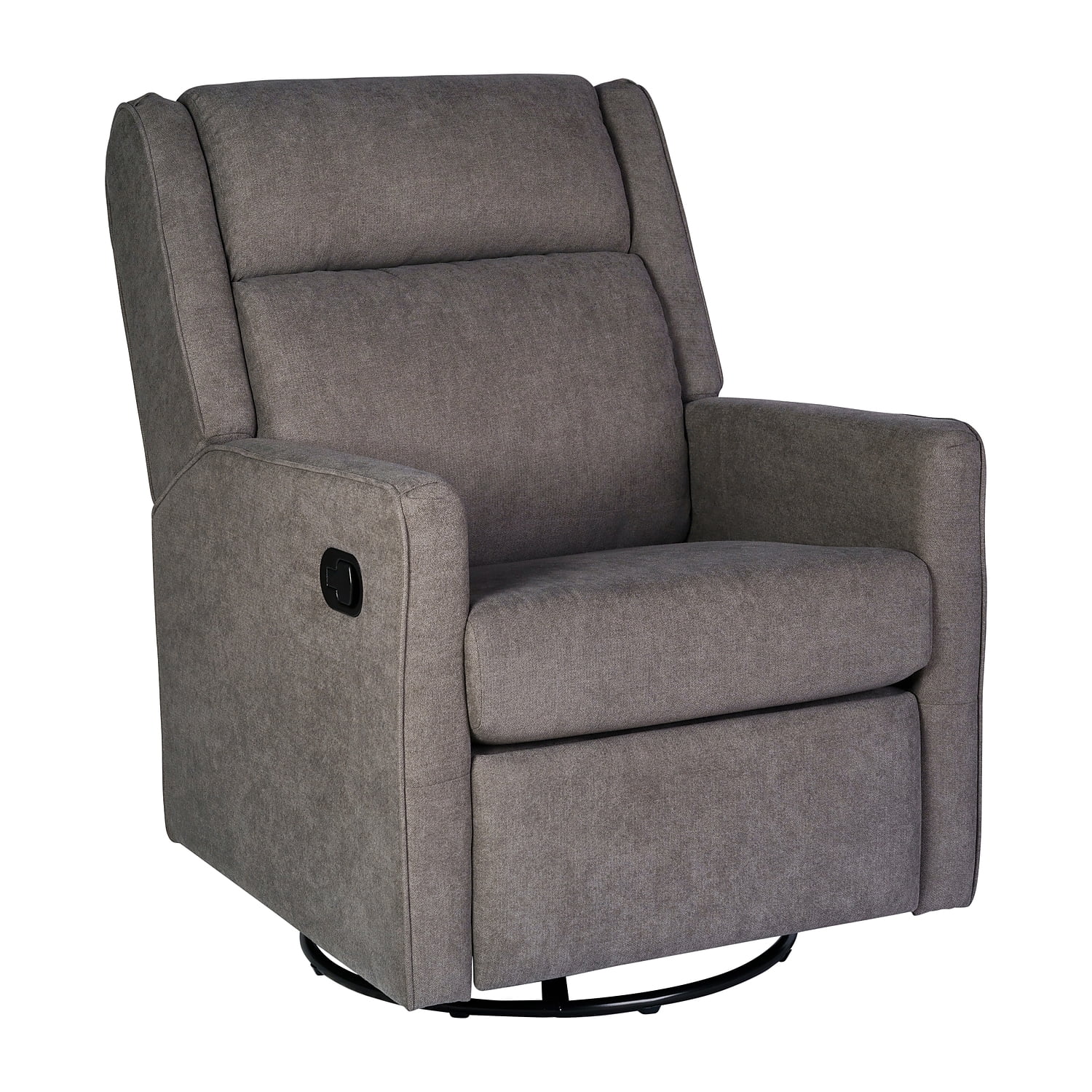 Dark Gray Metal Swivel Recliner with Plush Upholstery