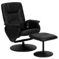 thumbnail image 1 of Flash Furniture Cason Massaging Adjustable Recliner with Deep Side Pockets and Ottoman with Wrapped Base in Black LeatherSoft, 1 of 12