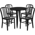 thumbnail image 1 of Flash Furniture Chad Commercial Grade 30" Round Black Metal Indoor-Outdoor Table Set with 4 Vertical Slat Back Chairs, 1 of 5