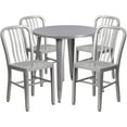 thumbnail image 1 of Flash Furniture Chad Commercial Grade 30" Round Silver Metal Indoor-Outdoor Table Set with 4 Vertical Slat Back Chairs, 1 of 5