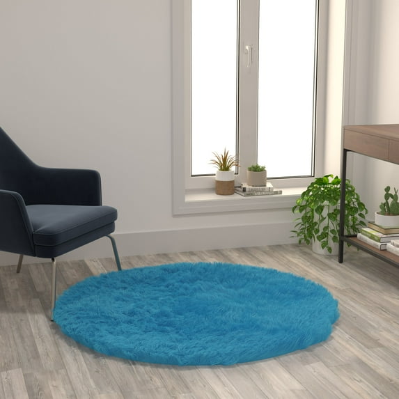 Flash Furniture Chalet Round Modern Turquoise Area Rug, 5' x 5'