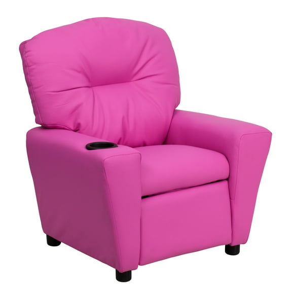 Flash Furniture Chandler Contemporary Hot Pink Vinyl Kids Recliner with Cup Holder