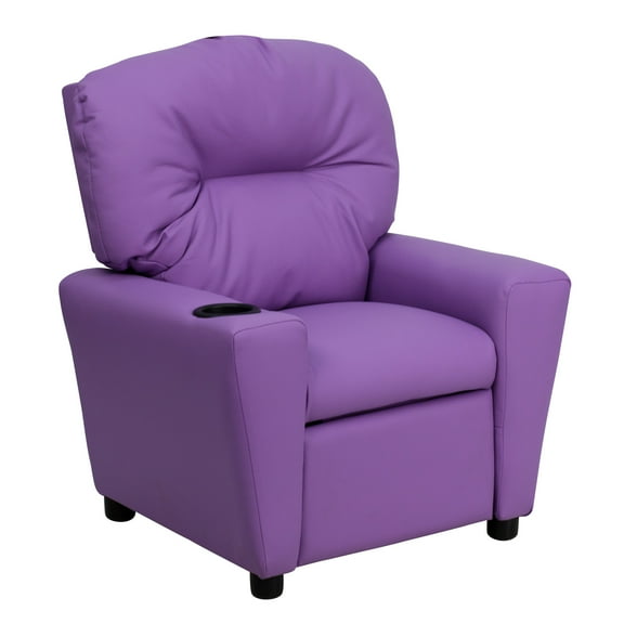 Flash Furniture Chandler Contemporary Lavender Vinyl Kids Recliner with Cup Holder