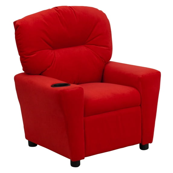 Flash Furniture Chandler Contemporary Red Microfiber Kids Recliner with Cup Holder
