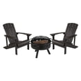 thumbnail image 1 of Flash Furniture Charlestown 3 Pcs Iron Wood Burning Fire Pit Set With Adirondack Chairs, Slate Gray, 1 of 12