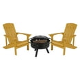 thumbnail image 1 of Flash Furniture Charlestown 3 Pcs Iron Wood Burning Fire Pit Set With Adirondack Chairs, Yellow, 1 of 12