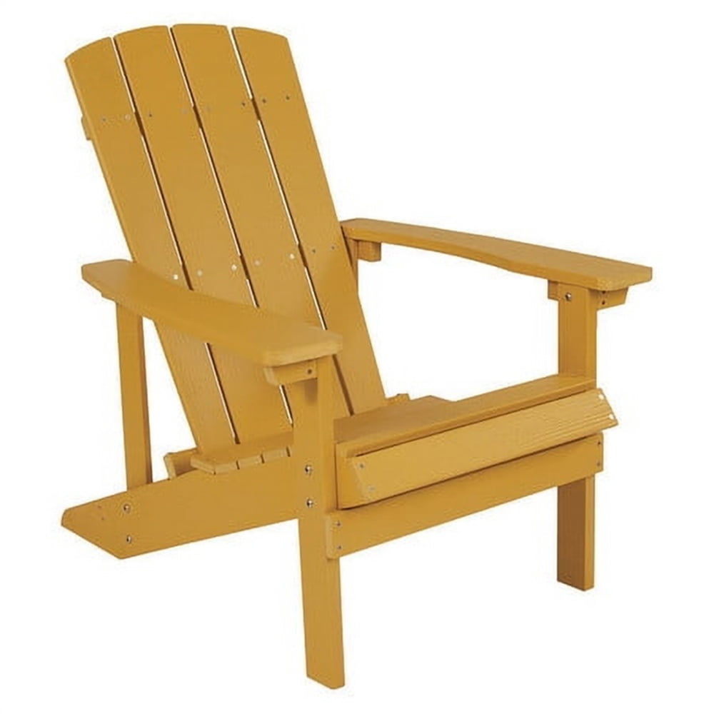 Flash Furniture Charlestown All-Weather Poly Resin Wood Adirondack Chair in Yellow