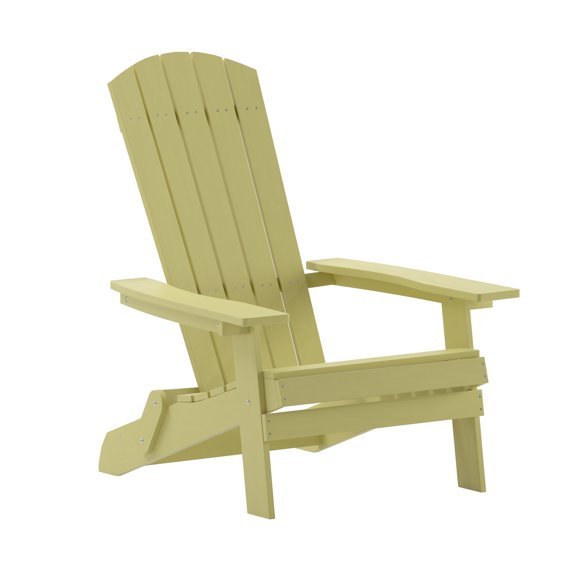 Flash Furniture Charlestown Commercial Folding Adirondack Chair - Yellow - Poly Resin - Indoor/Outdoor - Weather Resistant