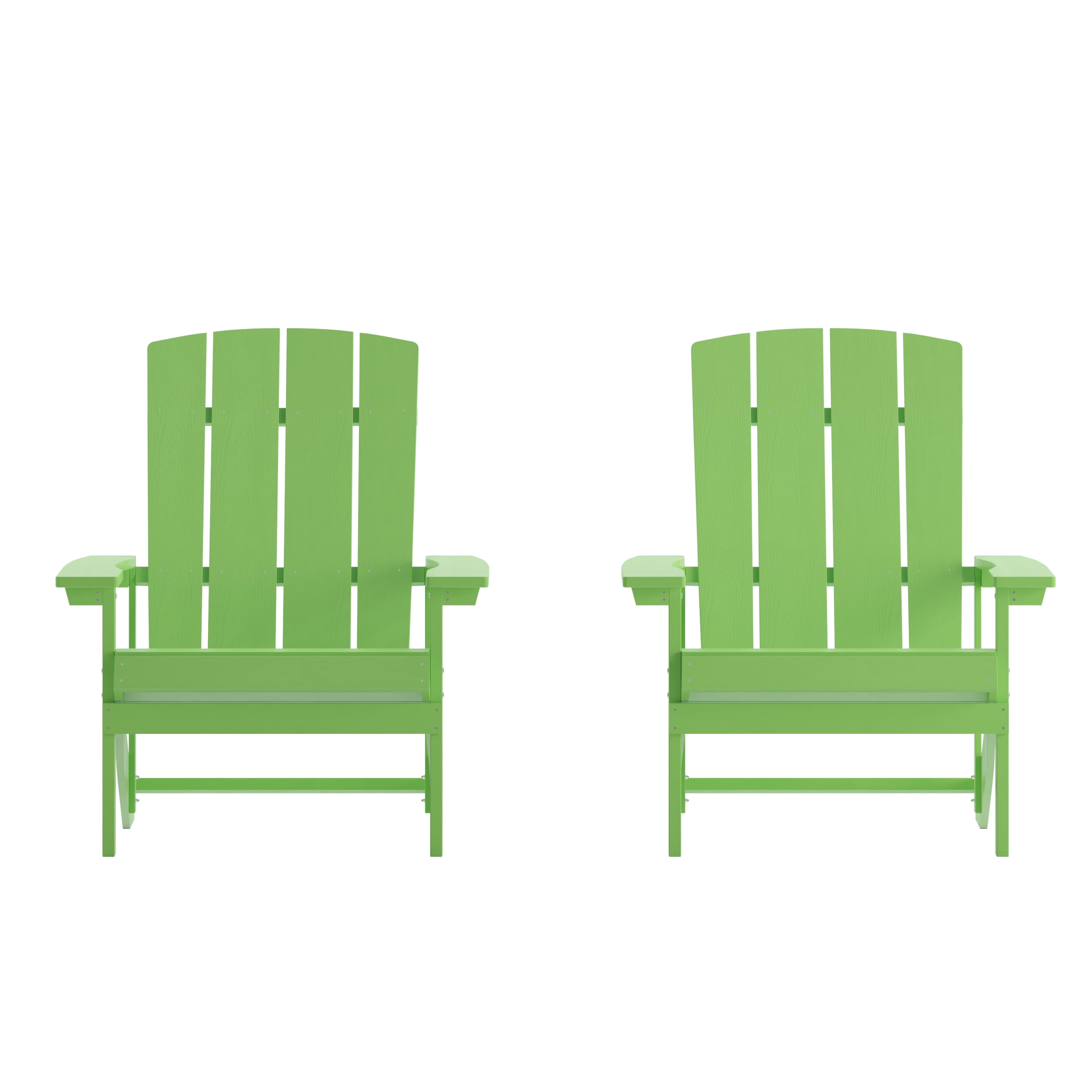 Flash Furniture Charlestown Poly Resin Adirondack Chair - Lime Green - All Weather - Indoor/Outdoor - Set of 2