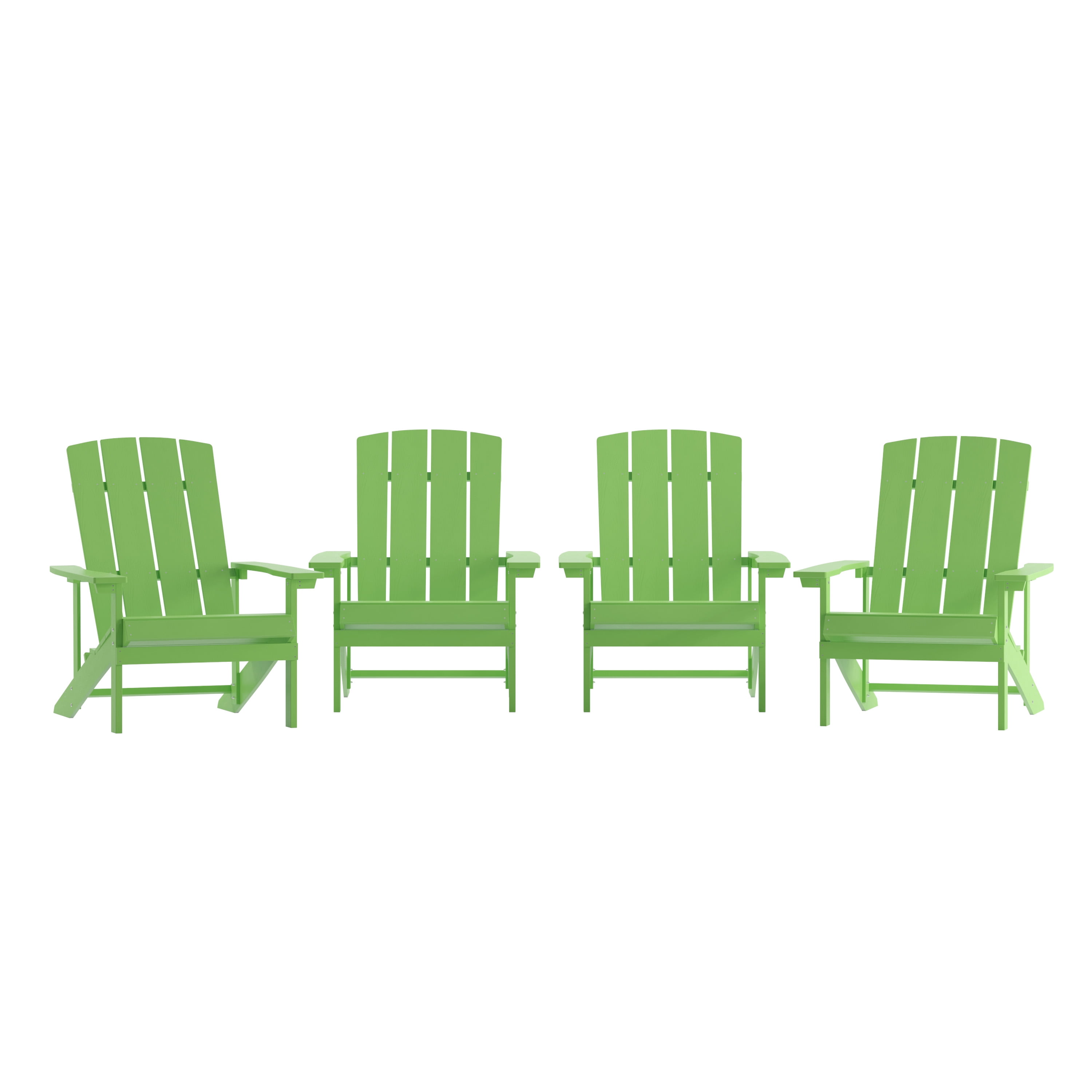 Flash Furniture Charlestown Poly Resin Adirondack Chair - Lime Green - All Weather - Indoor/Outdoor - Set of 4