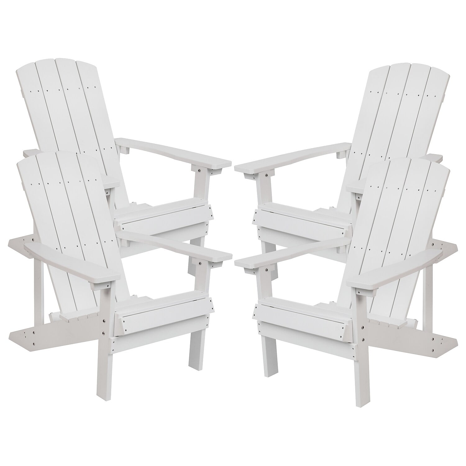Flash Furniture Charlestown Weather Resistant Resin Adirondack Chair - White (Set of 4)