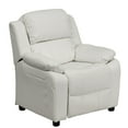thumbnail image 1 of Flash Furniture Charlie Deluxe Padded Contemporary White Vinyl Kids Recliner with Storage Arms, 1 of 14