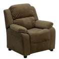 thumbnail image 1 of Flash Furniture Charlie Microfiber Kids Recliner with Storage Arms, Brown, 1 of 14