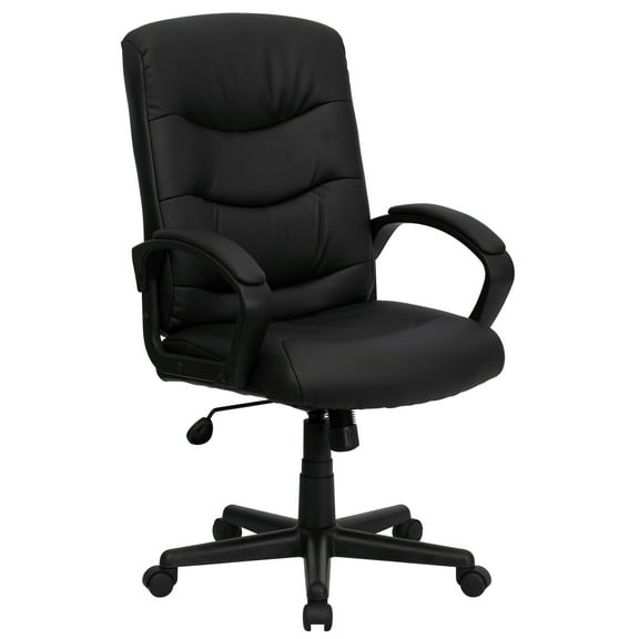 Flash Furniture Chelsea Mid-Back Black LeatherSoft Executive Swivel Office Chair with Three Line Horizontal Stitch Back and Arms