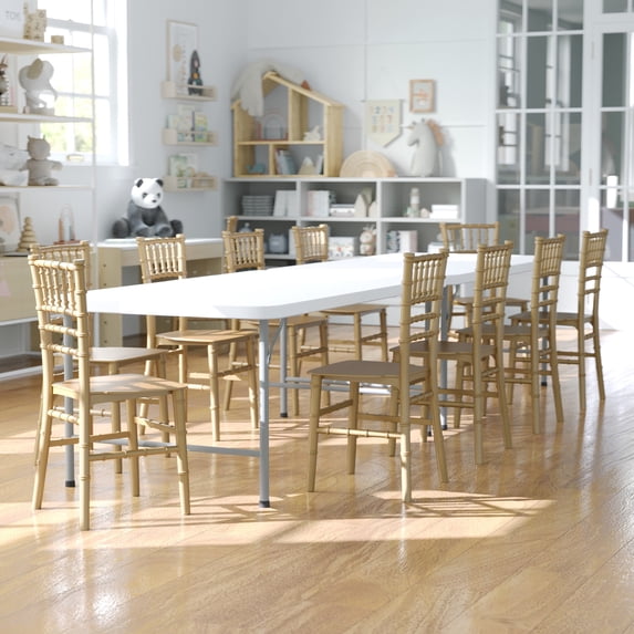 Flash Furniture Child Size Gold Chiavari Chair – Durable Resin Kids Chair for Weddings, Parties & Everyday Use