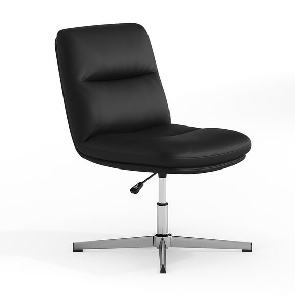 Flash Furniture Chloe Armless Ergonomic Faux Leather Swivel Task Chair Black/Chrome Frame