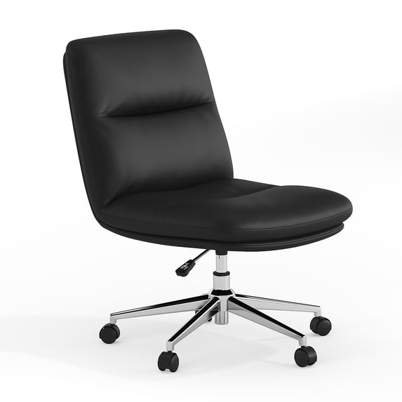 Flash Furniture Chloe Armless Ergonomic Faux Leather Swivel Task Chair Black/Chrome Frame
