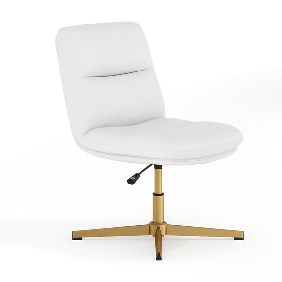 Flash Furniture Chloe Armless Ergonomic Faux Leather Swivel Task Chair White/Gold Frame