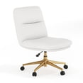 thumbnail image 1 of Flash Furniture Chloe Armless Ergonomic Faux Leather Swivel Task Chair White/Gold Frame, 1 of 4