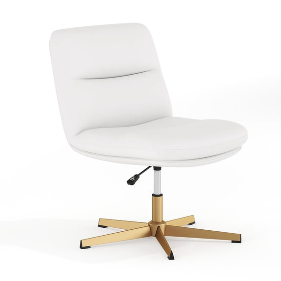 Flash Furniture Chloe Armless Ergonomic Faux Leather Swivel Task Chair White/Gold Frame