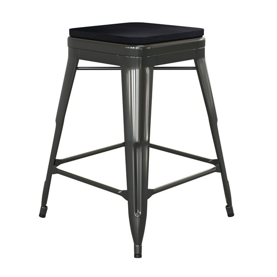 Flash Furniture Cierra 24"H Backless Counter Stool, Black, Set of 4