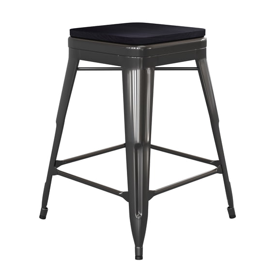 Flash Furniture Cierra 24"H Backless Counter Stool, Black, Set of 4