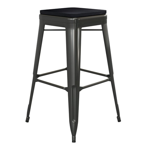 Flash Furniture Cierra 24"H Backless Counter Stool, Silver/Gray, Set of 4