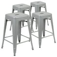 thumbnail image 1 of Flash Furniture Cierra 24" High Metal Counter-Height, Indoor Bar Stool in Silver - Stackable Set of 4, 1 of 14