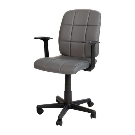 Flash Furniture Clayton Mid-Back Gray Quilted Vinyl Swivel Task Office Chair with Arms