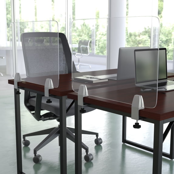Flash Furniture Clear Acrylic Desk Partition, 18"H x 23"L (Hardware Included)