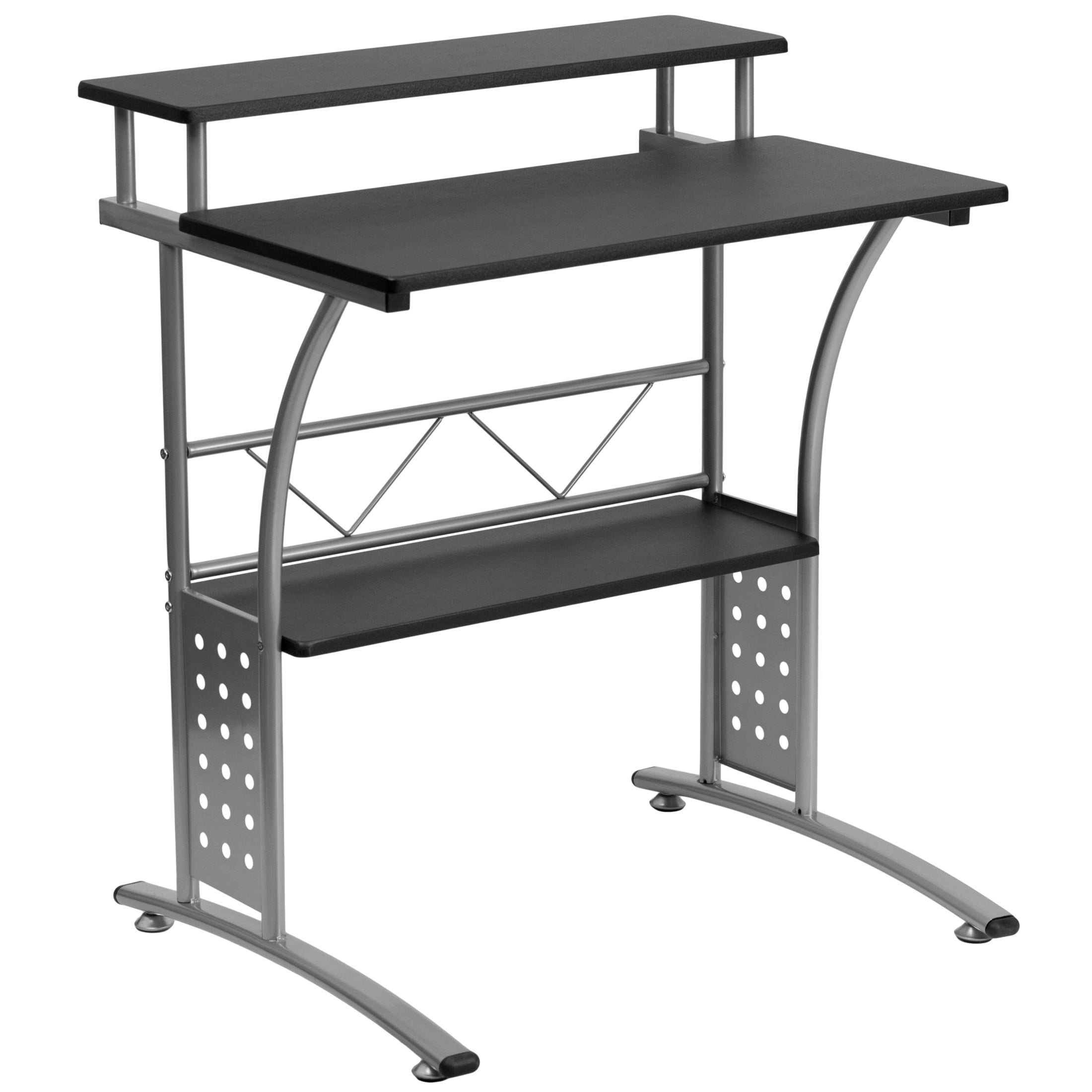 Black Laminate 31" Computer Desk with Keyboard Tray