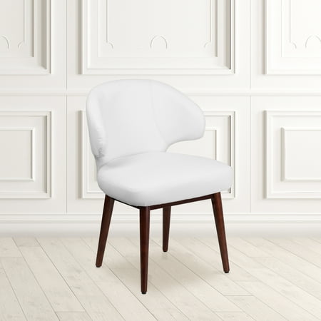 Flash Furniture - Comfort Back Series  Contemporary Leather/Faux Leather Side Chair - Upholstered - White LeatherSoft