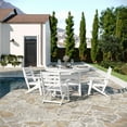 thumbnail image 1 of Flash Furniture Commercial 5 Piece Adirondack Dining Set with 48" Round Indoor/Outdoor Recycled HDPE Table and 4 Chairs with Cupholders in White, 1 of 15
