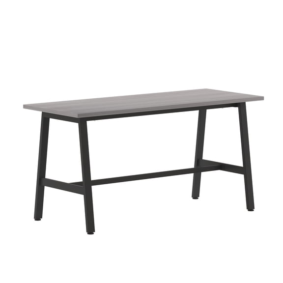 Flash Furniture Commercial 60x24 Conference Table with 1" Thick Double Sided Laminate Table Top with PVC Edging and Heavy Duty A-Frame Steel Base, Gray Oak