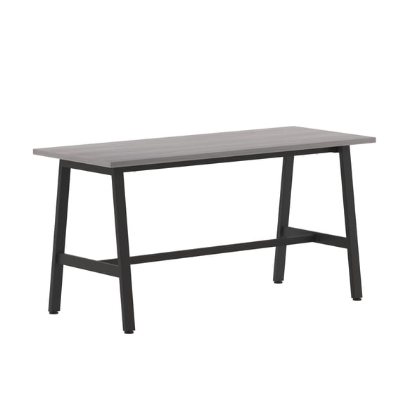 Flash Furniture Commercial 60x24 Conference Table with 1" Thick Double Sided Laminate Table Top with PVC Edging and Heavy Duty A-Frame Steel Base, Gray Oak