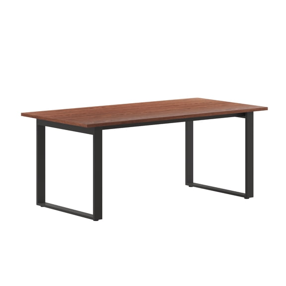 Flash Furniture Commercial 72x36 Conference Table with 1" Thick Double Sided Laminate Table Top with PVC Edging and Heavy Duty U-Frame Steel Base, Walnut