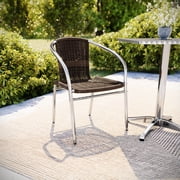Flash Furniture Commercial Aluminum and Dark Brown Rattan Indoor-Outdoor Restaurant Stack Chair