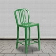 thumbnail image 1 of Flash Furniture Commercial Grade 2 Pack 24" High Green Metal Indoor-Outdoor Counter Height Stool with Vertical Slat Back, 1 of 14