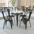 thumbnail image 1 of Flash Furniture Commercial Grade 23.75" Square Black Metal Indoor-Outdoor Table Set with 2 Stack Chairs, 1 of 9