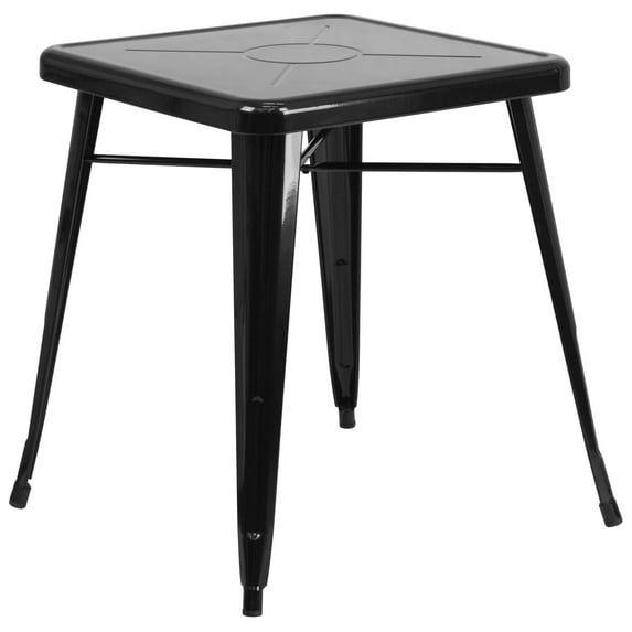 Flash Furniture Prince Commercial Grade 23.75" Square Black Metal Indoor-Outdoor Table