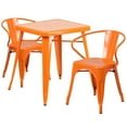 thumbnail image 1 of Flash Furniture Owen Commercial Grade 23.75" Square Orange Metal Indoor-Outdoor Table Set with 2 Arm Chairs, 1 of 6