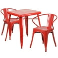 thumbnail image 1 of Flash Furniture Commercial Grade 23.75" Square Red Metal Indoor-Outdoor Table Set with 2 Arm Chairs, 1 of 2