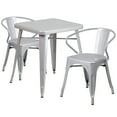 thumbnail image 1 of Flash Furniture Owen Commercial Grade 23.75" Square Silver Metal Indoor-Outdoor Table Set with 2 Arm Chairs, 1 of 6