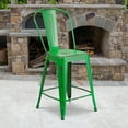 thumbnail image 1 of Flash Furniture Commercial Grade 24" High Distressed Green Metal Indoor-Outdoor Counter Height Stool with Back, 1 of 6